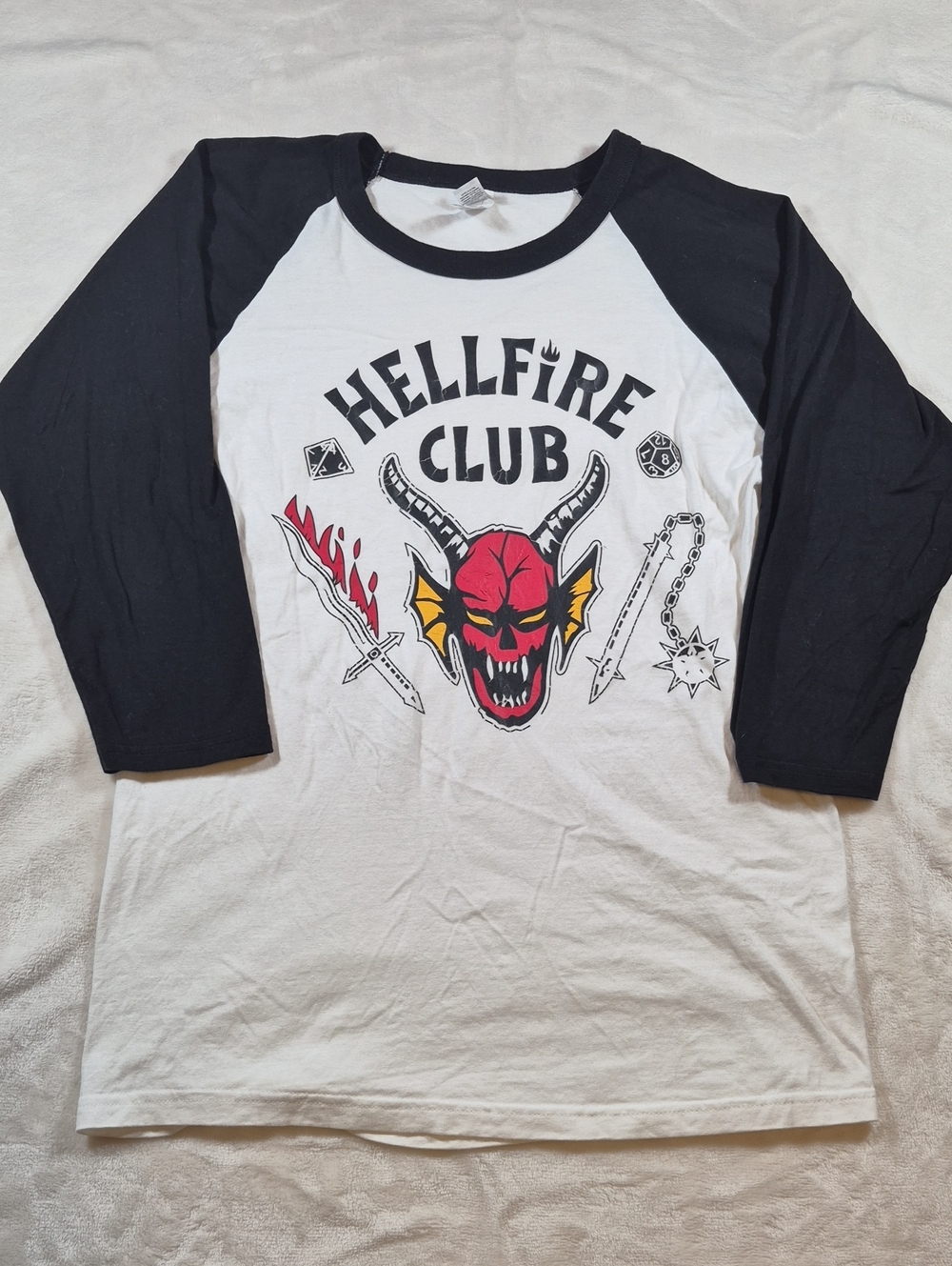 Hellfire Club Kids Long Sleeve Raglan Tee - Black & White